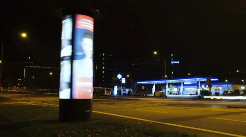 Spinning advertising pillar Видео 45429843
