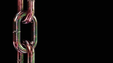 Spinning aged and rusty copper or bronze chain looping 3D animation with alpha Video stock 160410300