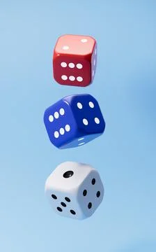 Spinning and dancing dice. Pipped dices with rounded corners.Die for casino.. 库存插图