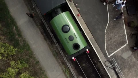Spinning around chimney of a steam train 스톡 동영상 243778550