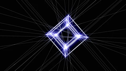 Spinning Around a Cube Wireframe With Point Vector Line Extensions Highlighte Video stock 139738219