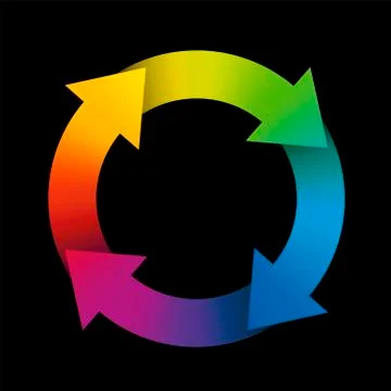 Spinning Arrows Rainbow Gradient Black Stock Illustration