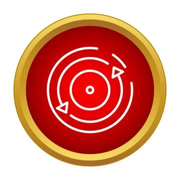 Spinning arrows refreshing data icon on red button Stock Illustration
