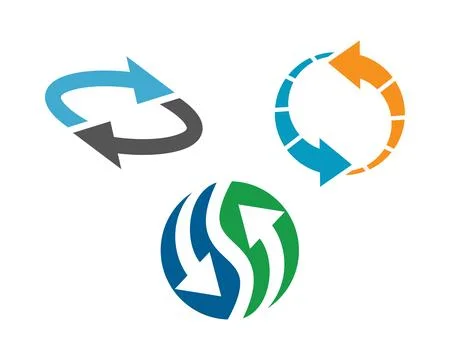 Spinning arrows set collection logo Stock Illustration