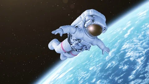 Spinning Astronaut in open space Stock Footage 69919888