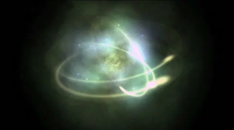 Spinning Atom against black background Stock Footage 54899774
