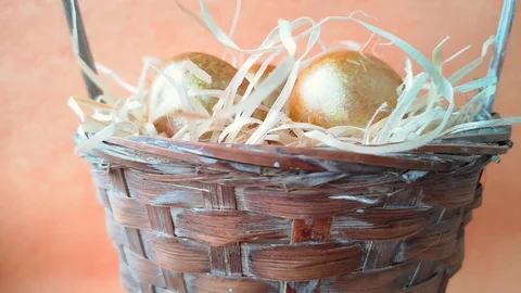 Spinning basket with Easter eggs Stock Footage 106254011
