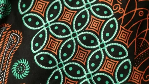 Spinning batik fabric, Indonesia unique pattern textile, textured background Stock Footage 273295846