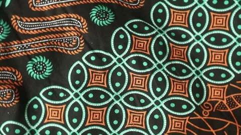 Spinning batik fabric, Indonesia unique pattern textile, textured background Stock Footage 273295847