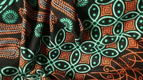 Spinning batik fabric, Indonesia unique pattern textile, textured background Stock Footage 273295964