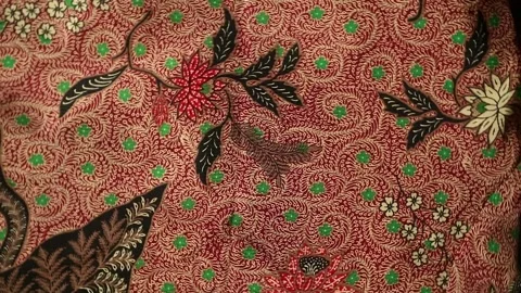 Spinning batik fabric, Indonesia unique pattern textile, textured background Stock Footage 273295976