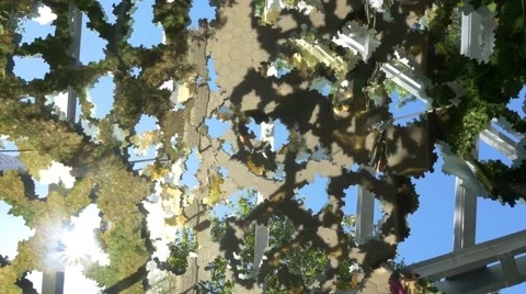 Spinning beneath abstract art reflection Stock Footage 54708277