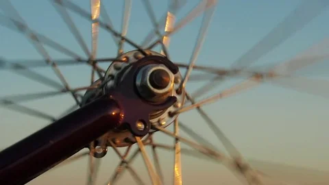 A spinning bicycle wheel. Stock Footage 77105443