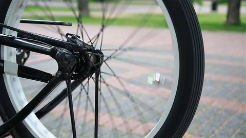 Spinning bicycle wheel Stock-Footage 92461075