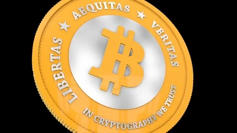 Spinning Bitcoin cryptography digital currency. Close up on coin engravings. Stock Footage 71865619