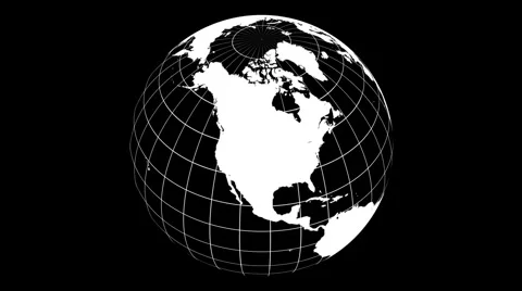 Spinning black and white 3D Earth silhouette from the Arctic loop in HD Stock Footage 5164789