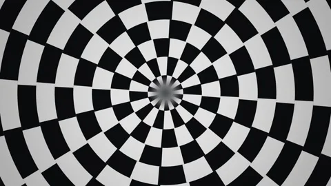 Spinning black and white checkered pattern in motion Stock Footage 339578216