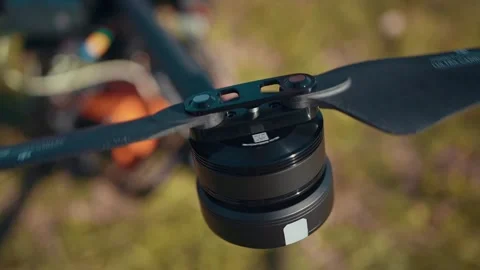 A spinning blade. Stop. Video stock 244734325