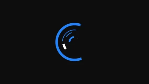 Spinning blue and white circular loading icons on black background with sub.. Stock Footage 340914507