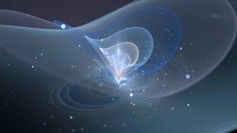 Spinning blue glowing quantum Stock Footage 122902619