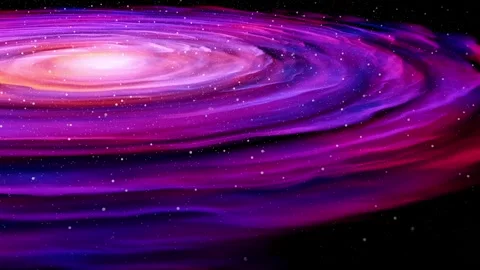 Spinning Blue Purple Nebula Galaxy, side view Stock Footage 246786352