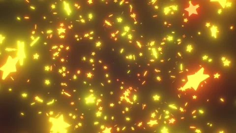 Spinning Bright Glowing Yellow 3D Dizzy Stars Flying Fast At Camera Stock Footage 286030271