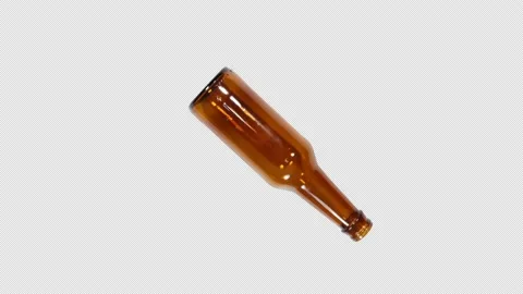 Spinning Brown Beer Bottle Stop Motion Transparent Background Stock Footage 158473788