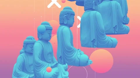 Spinning Buddha statues in an endless VJ loop Stock Footage 234271520