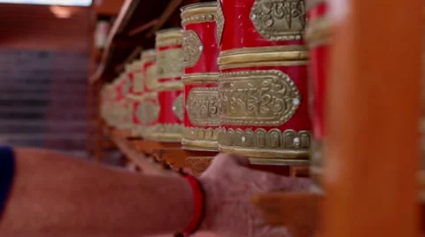 Spinning Buddhist Prayer Wheels Stock Footage 51847852