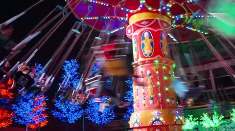 Spinning carousel (merry-go-round) Stock Footage 62013969