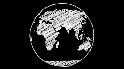 Spinning Chalk Globe Loop Cartoon Stock Footage
