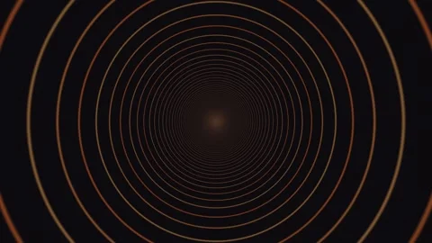 Spinning circles create a visual tunnel effect in dark Stockbeeldmateriaal 338113729