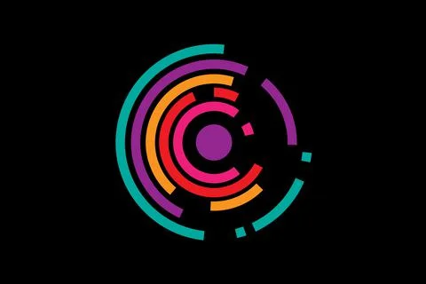 Spinning circles vector logo. Abstract colorful circle swirl image logo Stock Illustration