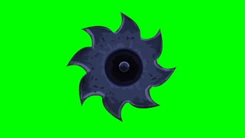 Spinning Circular Saw Blade Animation on Green Screen Background Stock Footage 334552732
