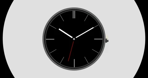 Spinning clock on black background, seamless loop for endless time concept Stock Footage 102504755