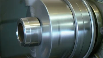 Spinning CNC Machine Head In A Factory Stock Footage 85937219