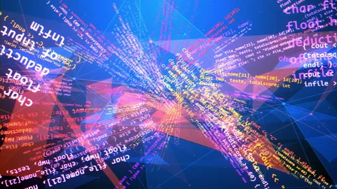 Spinning Code Program with Colorful Texts Stock Footage 88022202