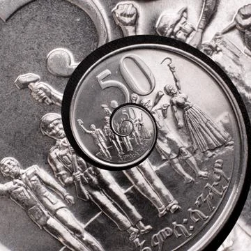 Spinning coin Foto stock