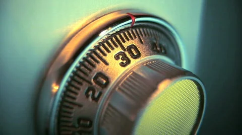 Spinning Combination Lock Dial on Safe - Closeup Stock Footage
