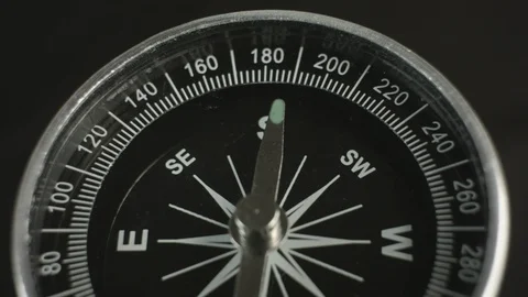 Spinning compass arrow points to South Stock Footage 87355256
