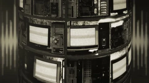 Spinning Computers Station Vintage Technology Stock Footage 155931729