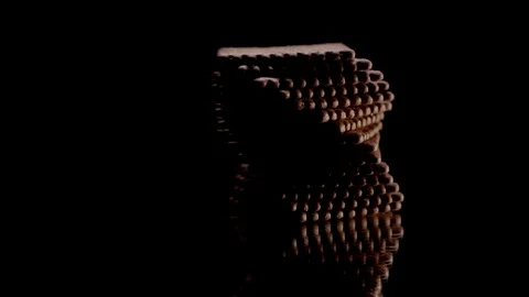 Spinning cookies, crackers. Tower of square cookies spin on mirror surface on Stock Footage 124275884