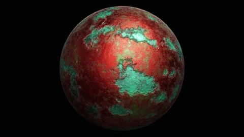 Spinning corroded aged weathered copper sphere looping 3D animation with alpha Stock Footage 205370736