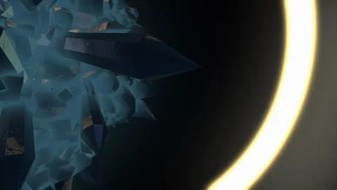 Spinning crystal with glowing ring light - High Angle Medium Close Up Stock Footage 112573166