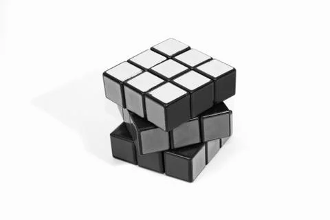 Spinning cube just about to be solved Stock Photos