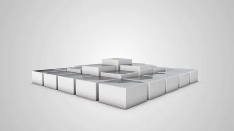 Spinning Cube Rising Pyramid with Ladders Stock Footage 70555131