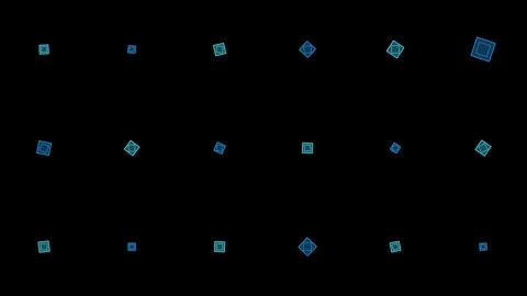 Spinning cubes grid on black background overlay 4K Vídeo Stock 336625020