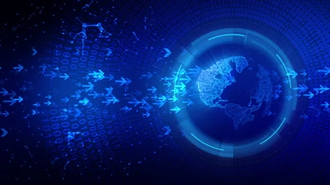 Spinning cyber  globe sphere with the random binary numeric 0 1 Stock Footage 147520442