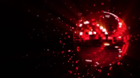Spinning dark-red glow disco ball composed of cubes-crystals Stock Footage 62841689