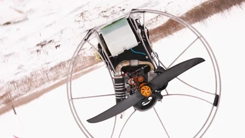 The Spinning of detail of propeller, motor, engine of the paramotor paraglider Video stock 147497656